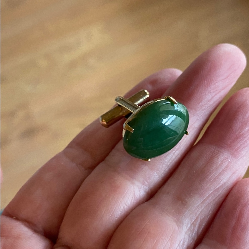 Genuine Jade Cufflinks & Tie Tack - Picture 10 of 13